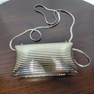 J Tiras Silver Art Deco Hard Metal Purse Bag Shoulder Chain